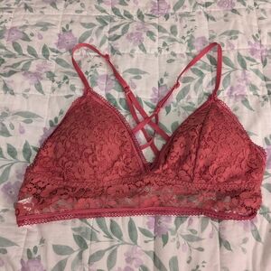 Xhilaration Medium Padded Pink Lace Floral Bralette